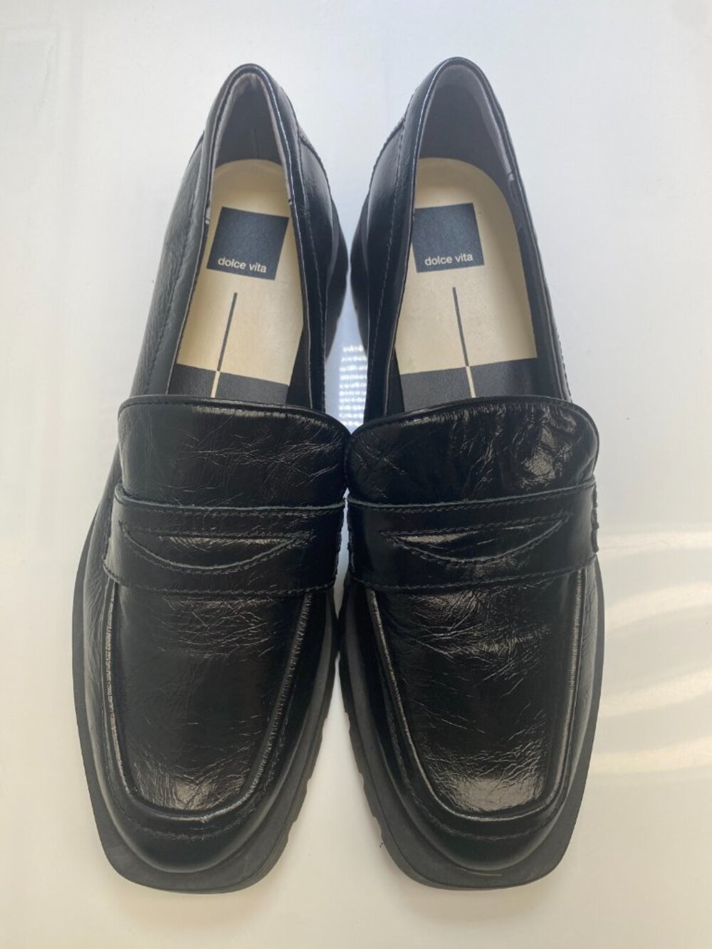 Dolce Vita Women's Leather Lug Loafers Elias Onyx Sz 11